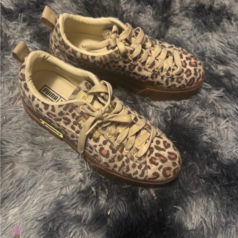 Puma Leopard Print Sneakers with Cream Laces